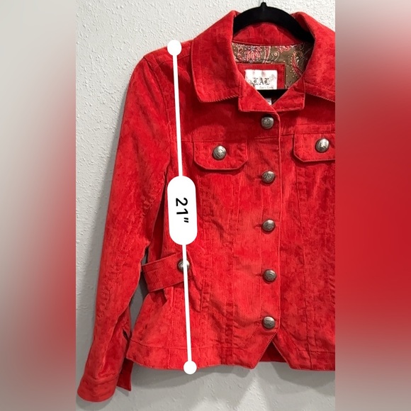 LAL Live a Little | Women’s Red Corduroy Blazer Classic Boho Style, Size PM - Picture 15 of 16